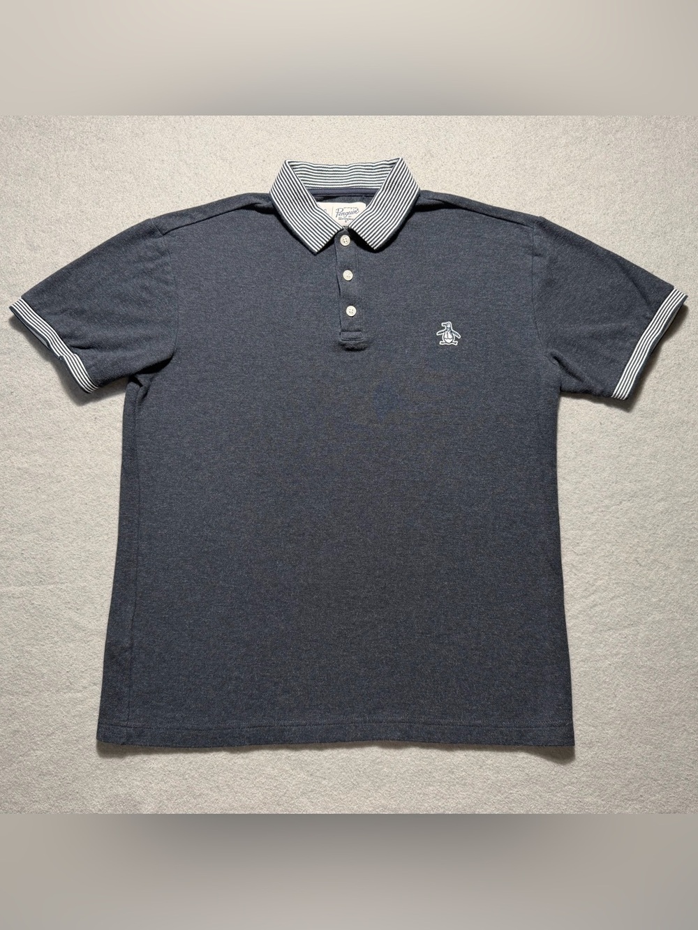 Original Penguin by Munsingwear Men’s Small Blue Textured Knit Polo Shirt